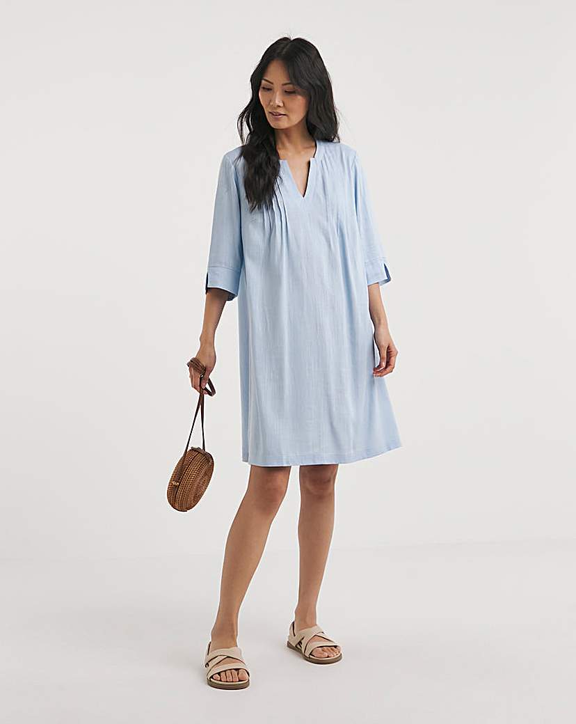 Julipa Pintuck Linen Mix Shift Dress