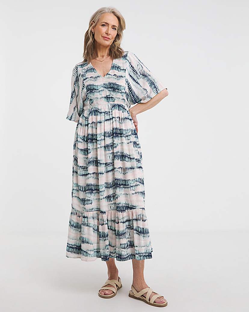 Julipa Shirred Front Crinkle Midi Dress