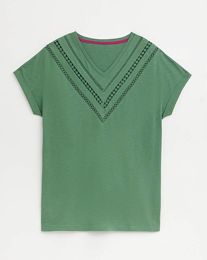 Julipa Pure Cotton Lace Trim T-Shirt