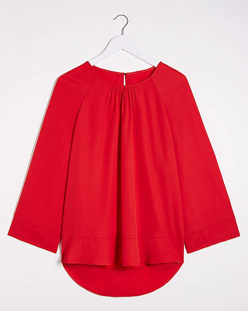 Red Wide Sleeve Blouse