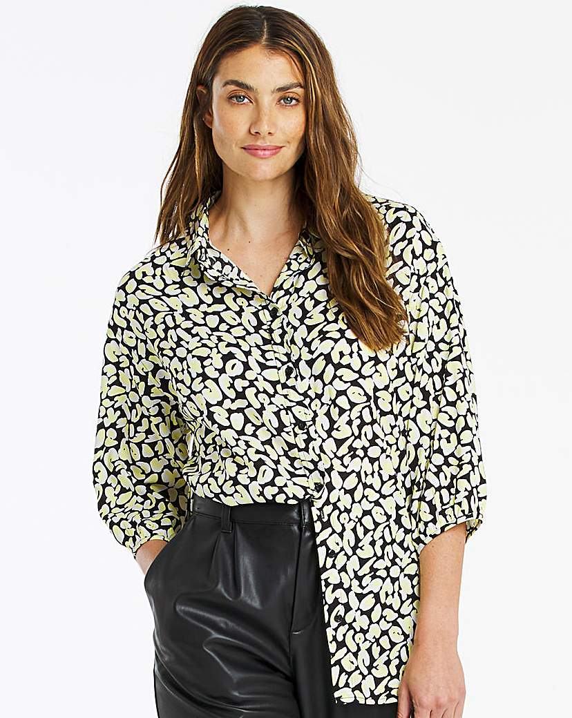 Image of Animal Print Balloon Sleeve Shirt
