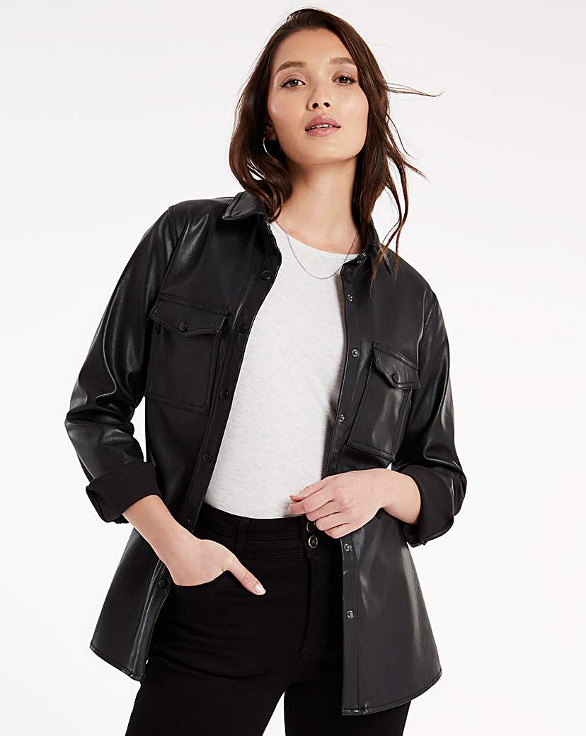 Image of Black PU Shirt