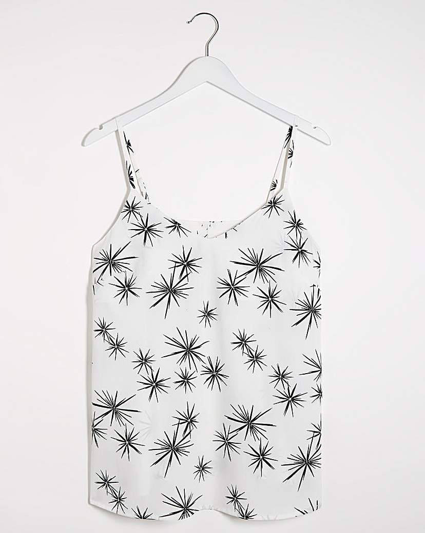 White Star Print Woven Strappy Cami