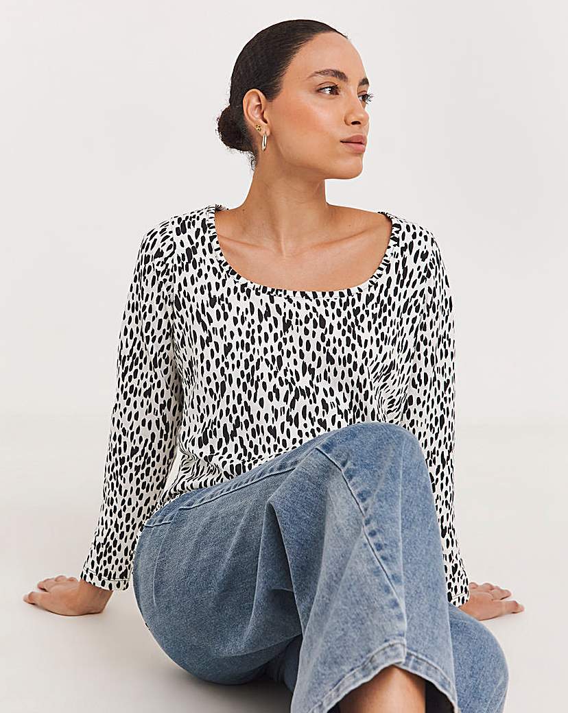 Value Cotton Long Sleeve Square Neck Top