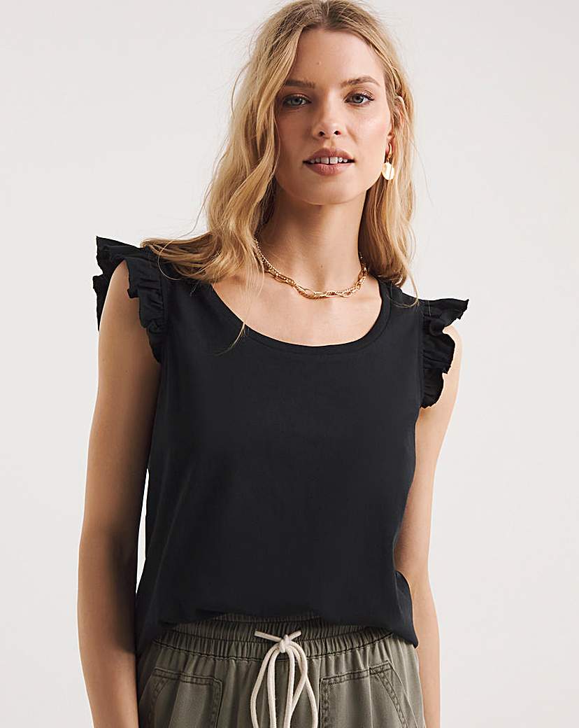 Ruffle Sleeve Cotton Vest Top