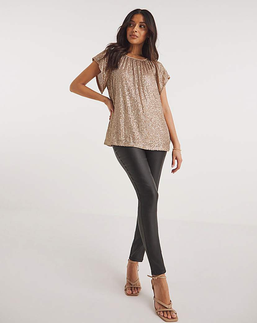 Sequin Angel Sleeve Top