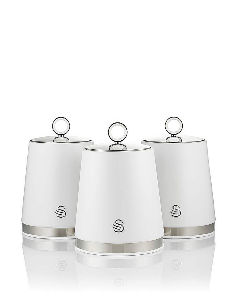 Swan Serenity Set of 3 Canisters White