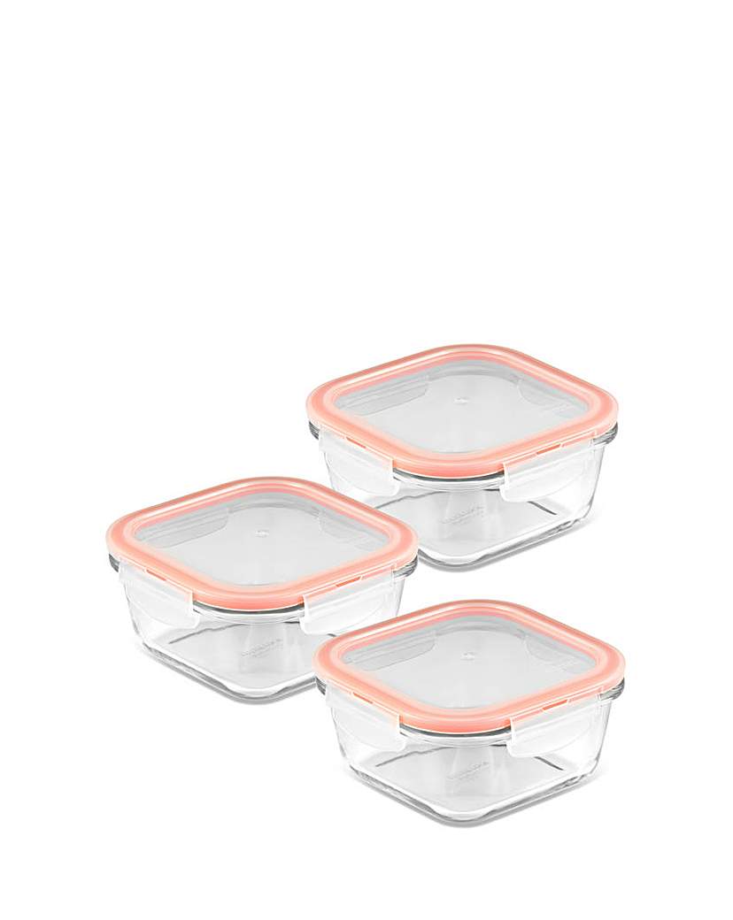 Lock & Set of 3 Square Containers