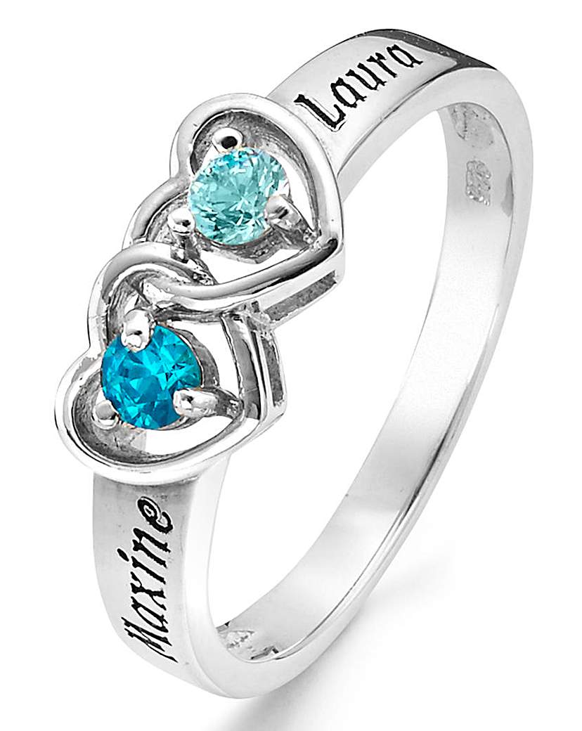 Sterling Silver Birthstone Heart Ring