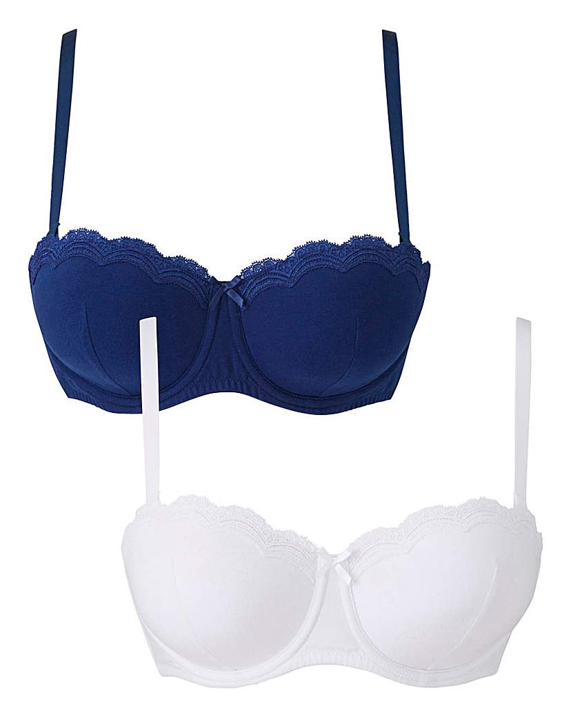 Image of 2Pk Sophie Cotton Navy/Wht Multiway Bra