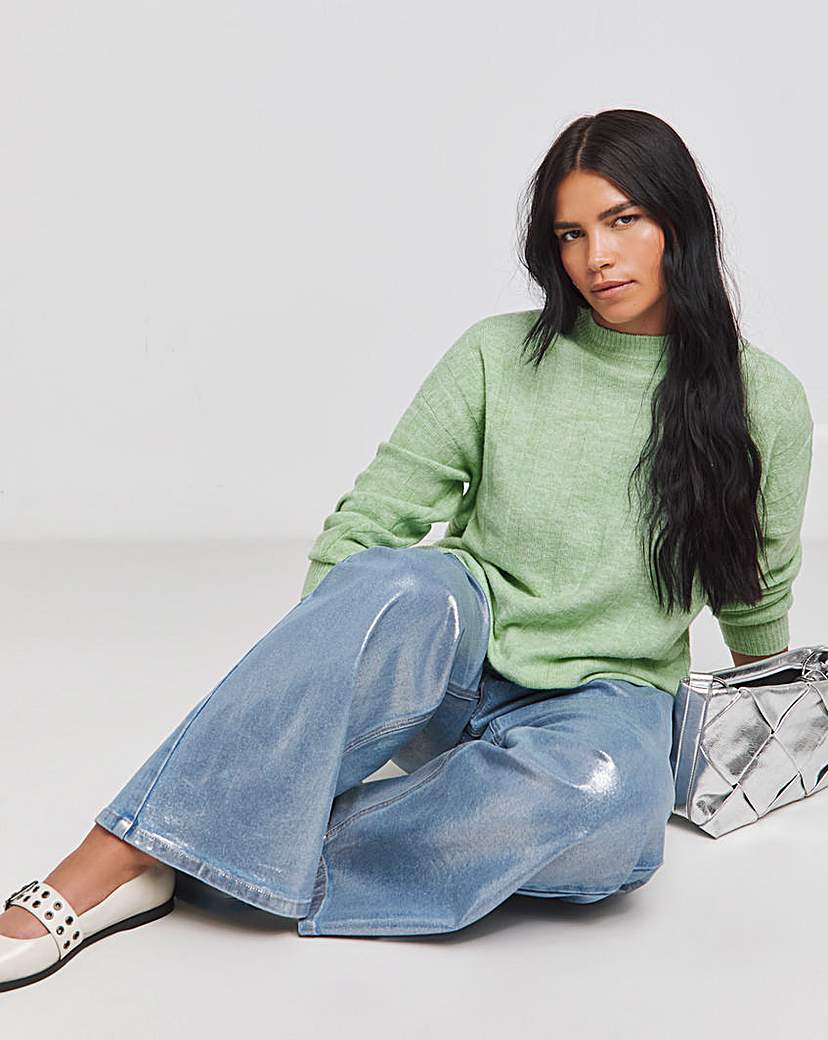 Green Rib Crew Neck Jumper