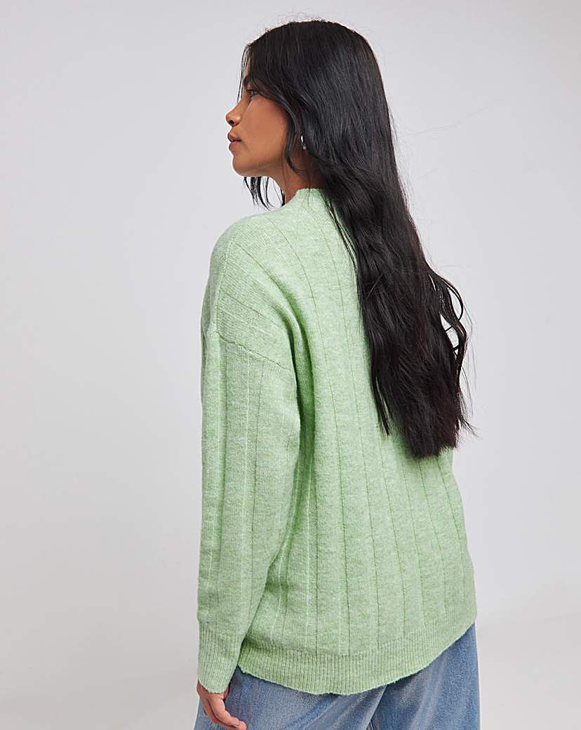 Green Rib Crew Neck Jumper