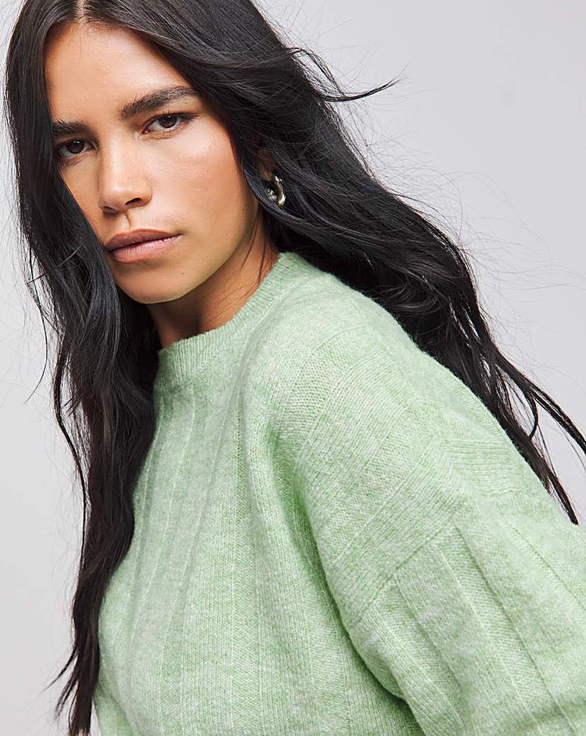 Green Rib Crew Neck Jumper