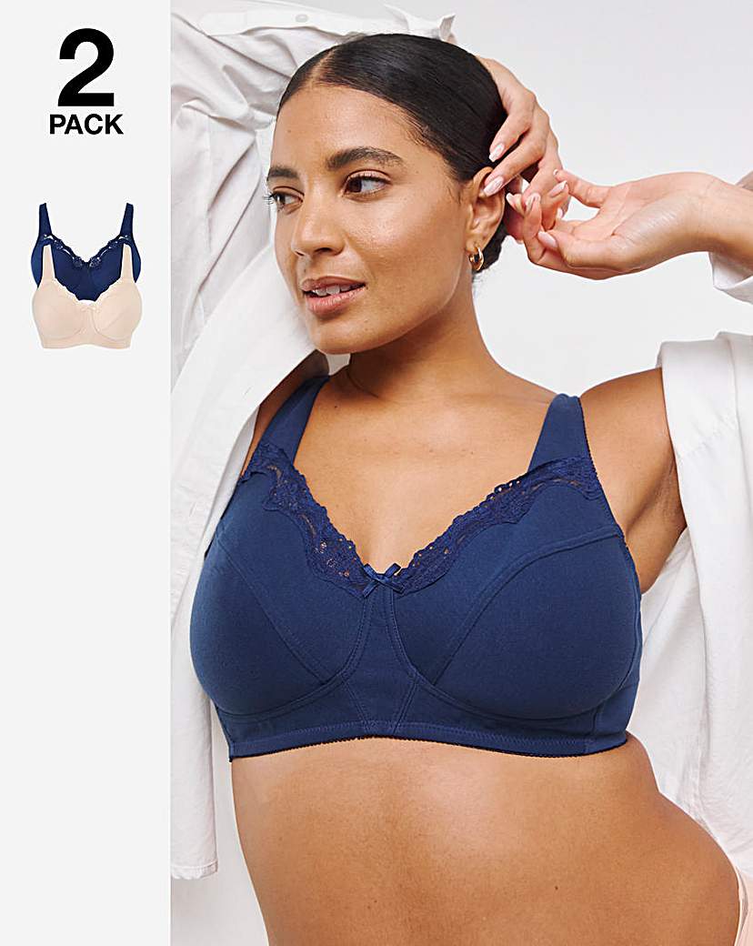 2 Pack Non Wired Navy/Blush Bras