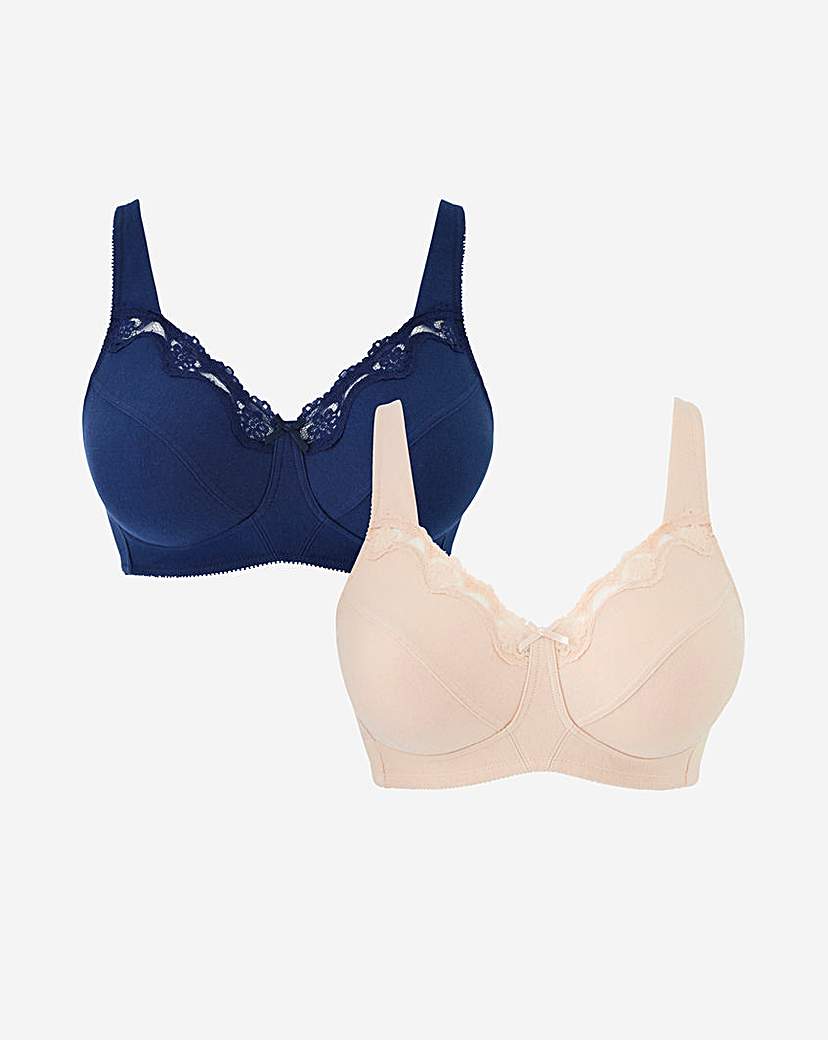2 Pack Non Wired Navy/Blush Bras