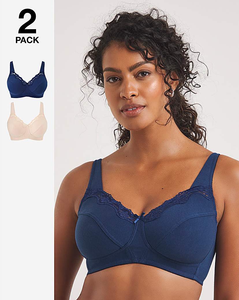 2 Pack Sarah Non Wired Navy/Blush Bras