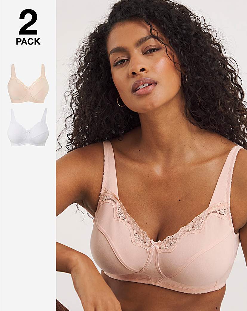 2 Pack Sarah Non Wired White/Blush Bras