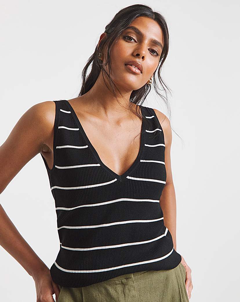 V Neck Ribbed Knit Vest