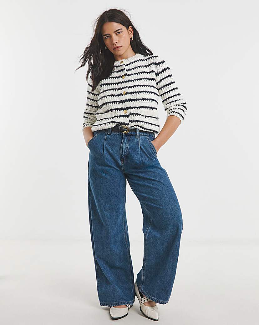 Stripe Crew Neck Cardigan