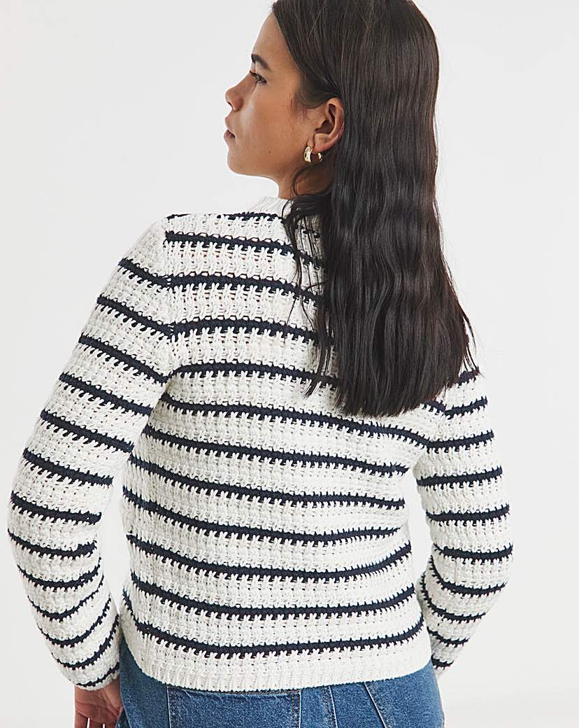 Stripe Crew Neck Cardigan