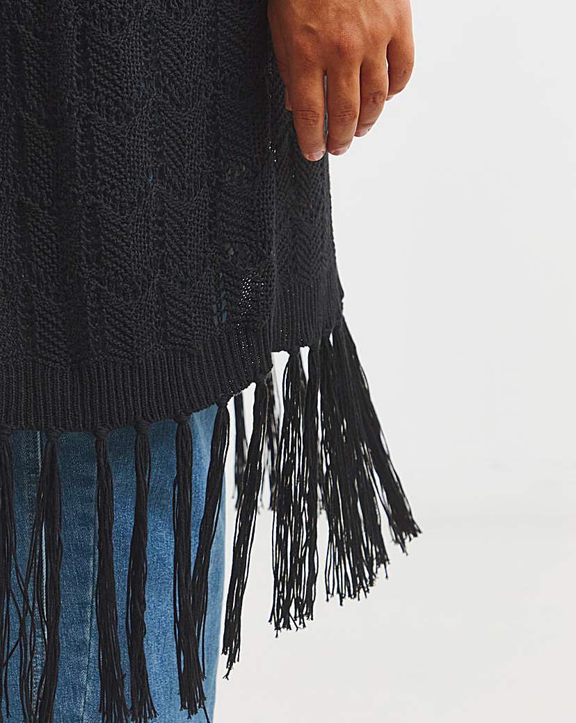 Black Fringe Cardigan