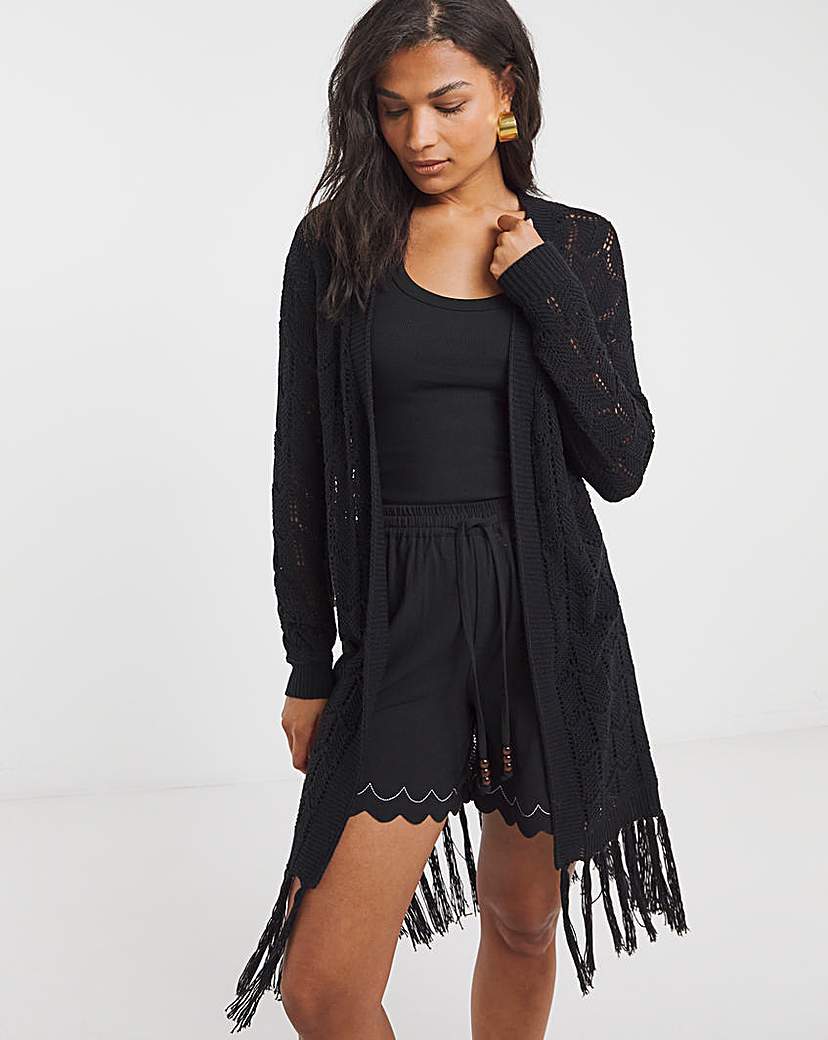 Black Fringe Cardigan