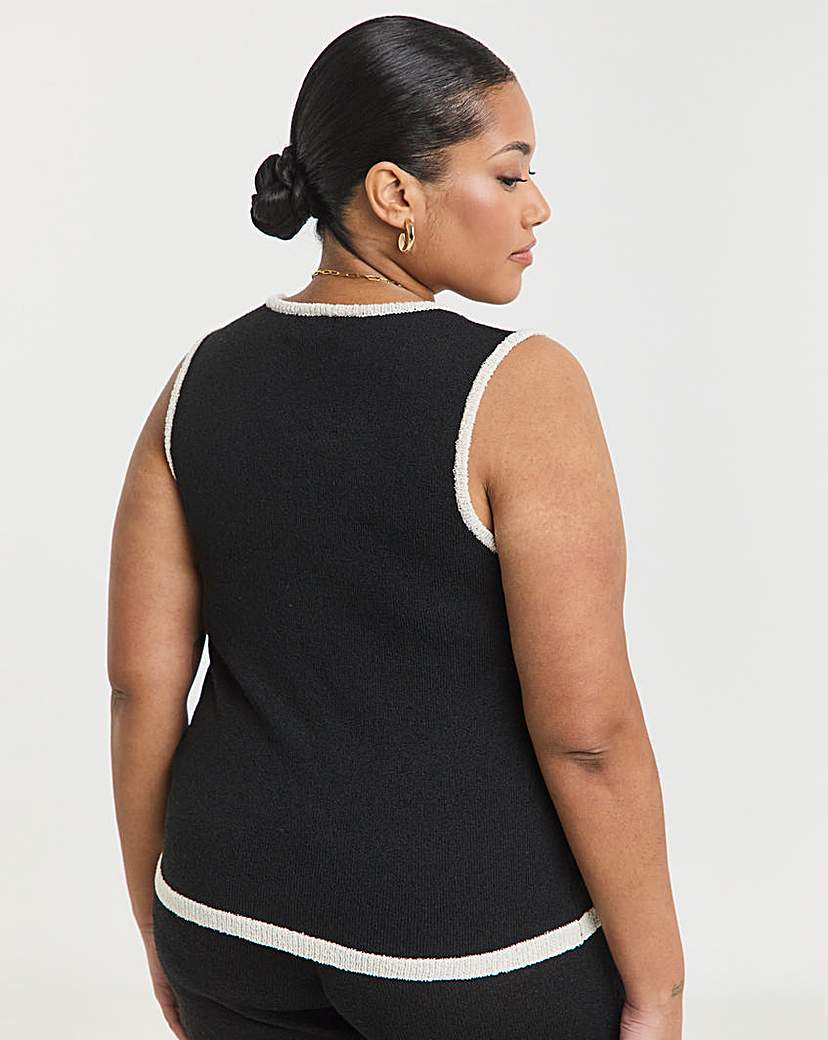 Contrast Tie Front Waistcoat Co-Ord
