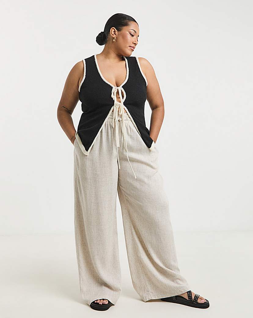 Contrast Tie Front Waistcoat Co-Ord