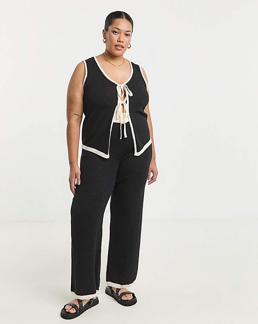 Contrast Wide Leg Trousers Co-Ord