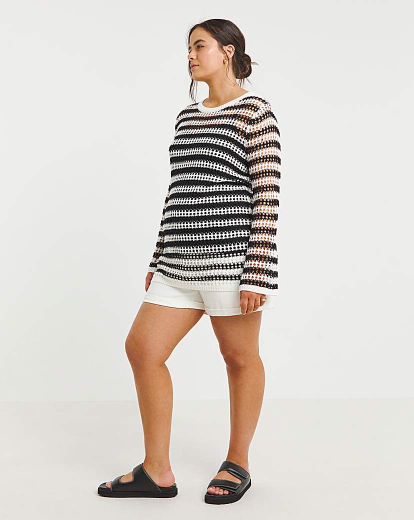 Hole Knit Stripe Tunic
