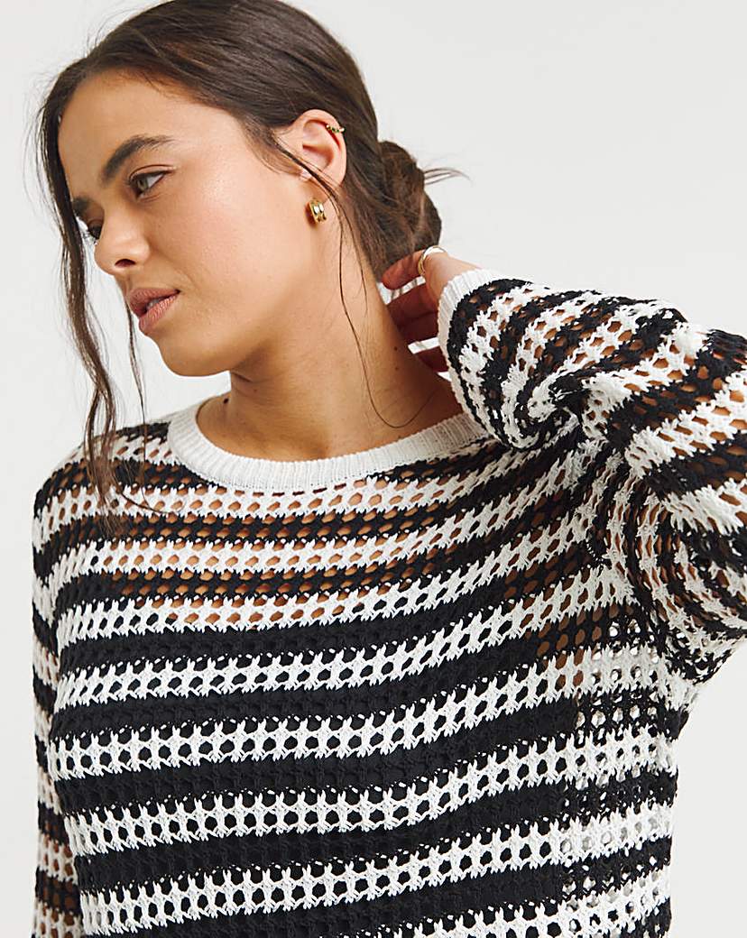 Hole Knit Stripe Tunic