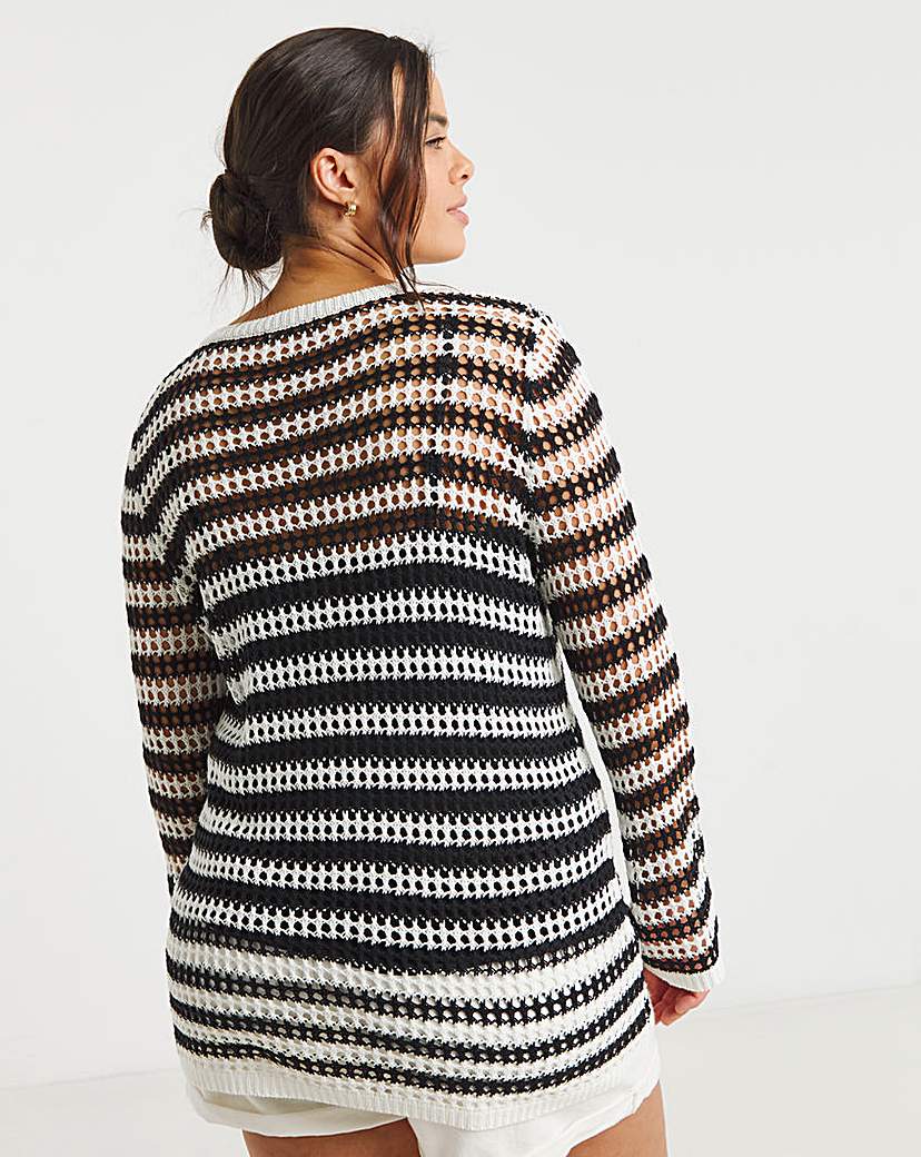 Hole Knit Stripe Tunic