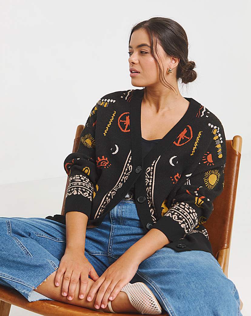 Palm Print Celestial Cardigan