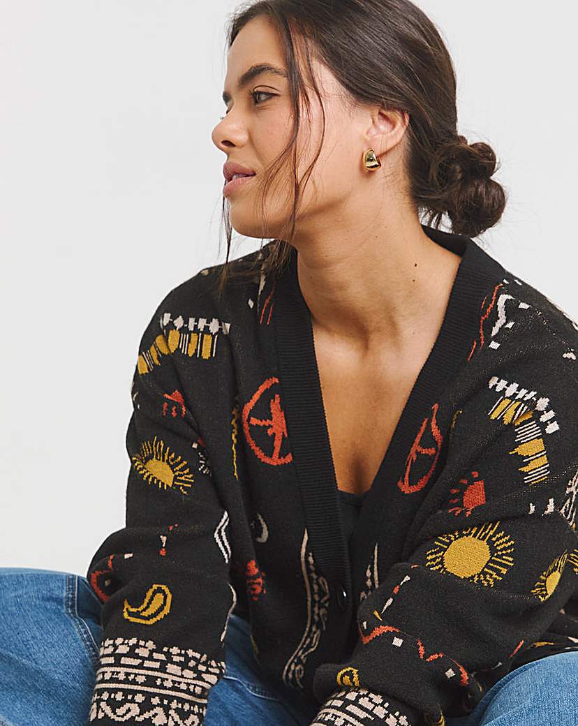 Palm Print Celestial Cardigan