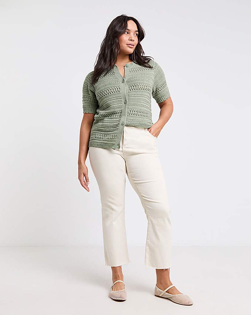 Pointelle Short Sleeve Cardigan