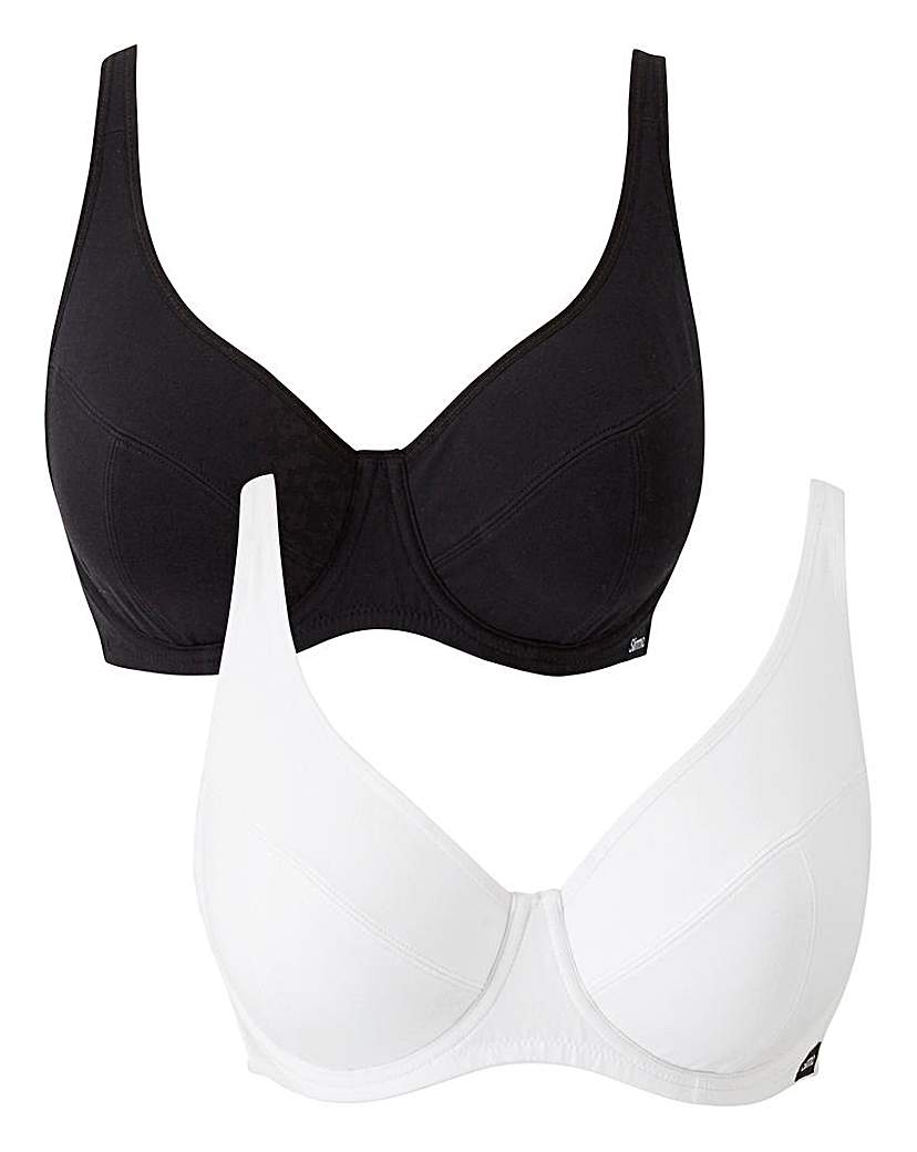 Image of 2Pack Slimma Cotton White/Black Bras