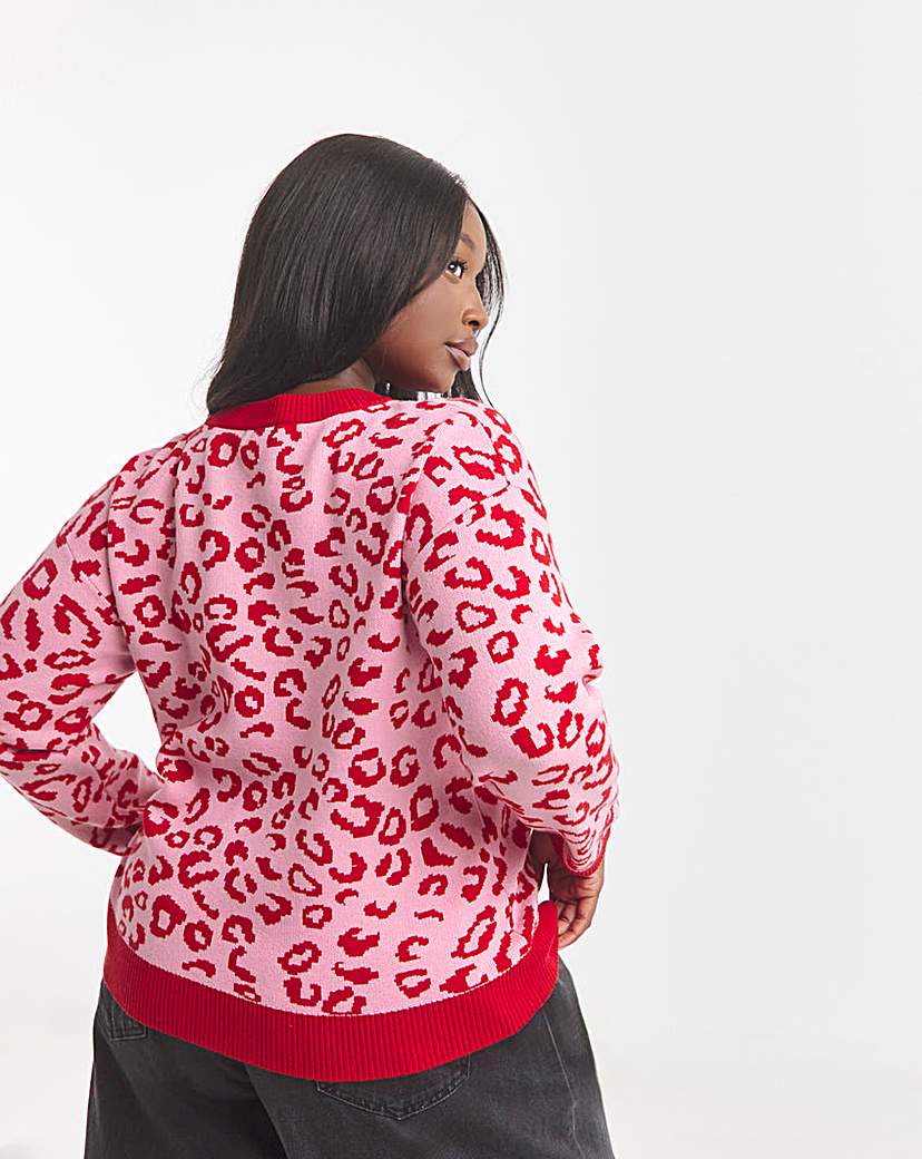 Crew Neck Leopard Print Cardigan