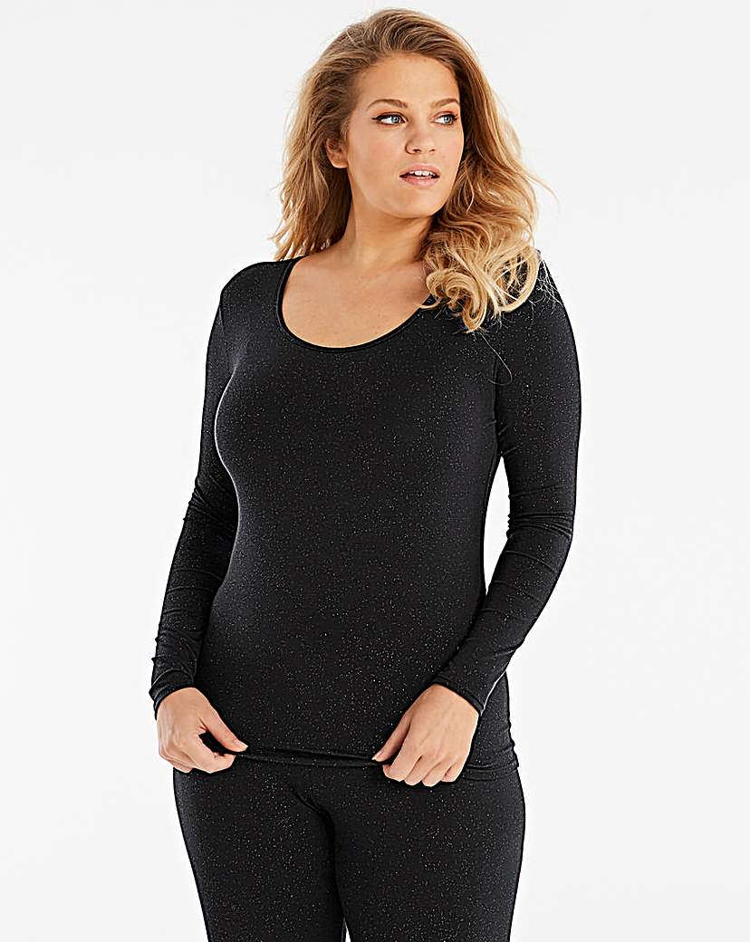 Image of Thermal Black Sparkle Long Sleeve Top