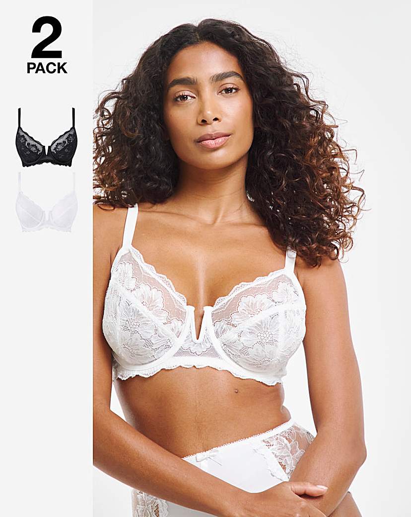 2PK Katie Black/White Lace Full Cup Bras