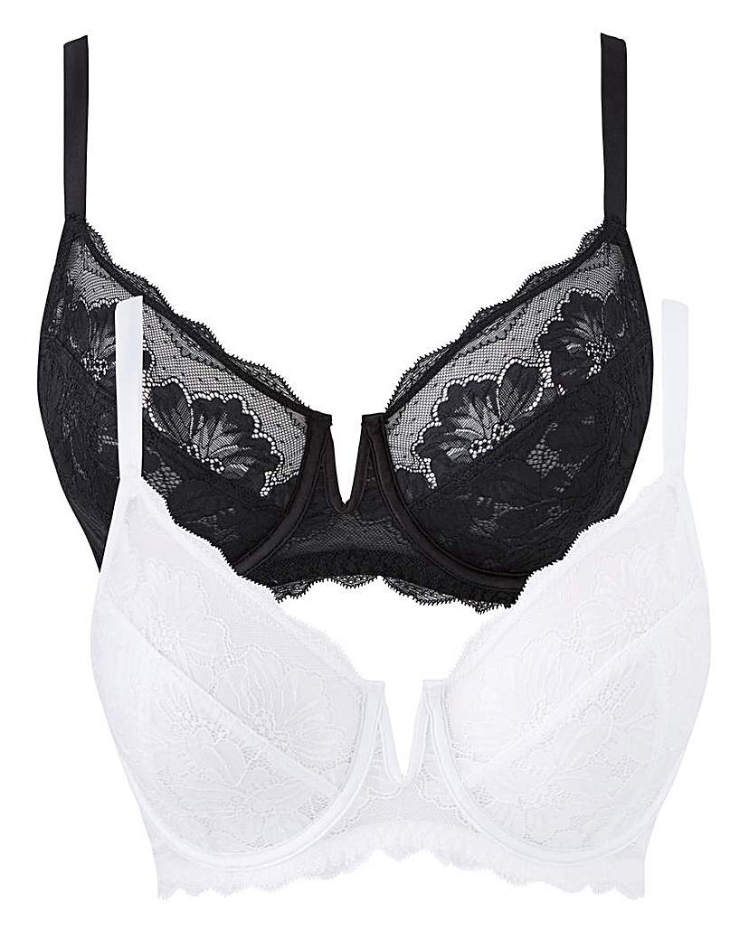 Image of 2PK Katie Black/White Lace Full Cup Bras