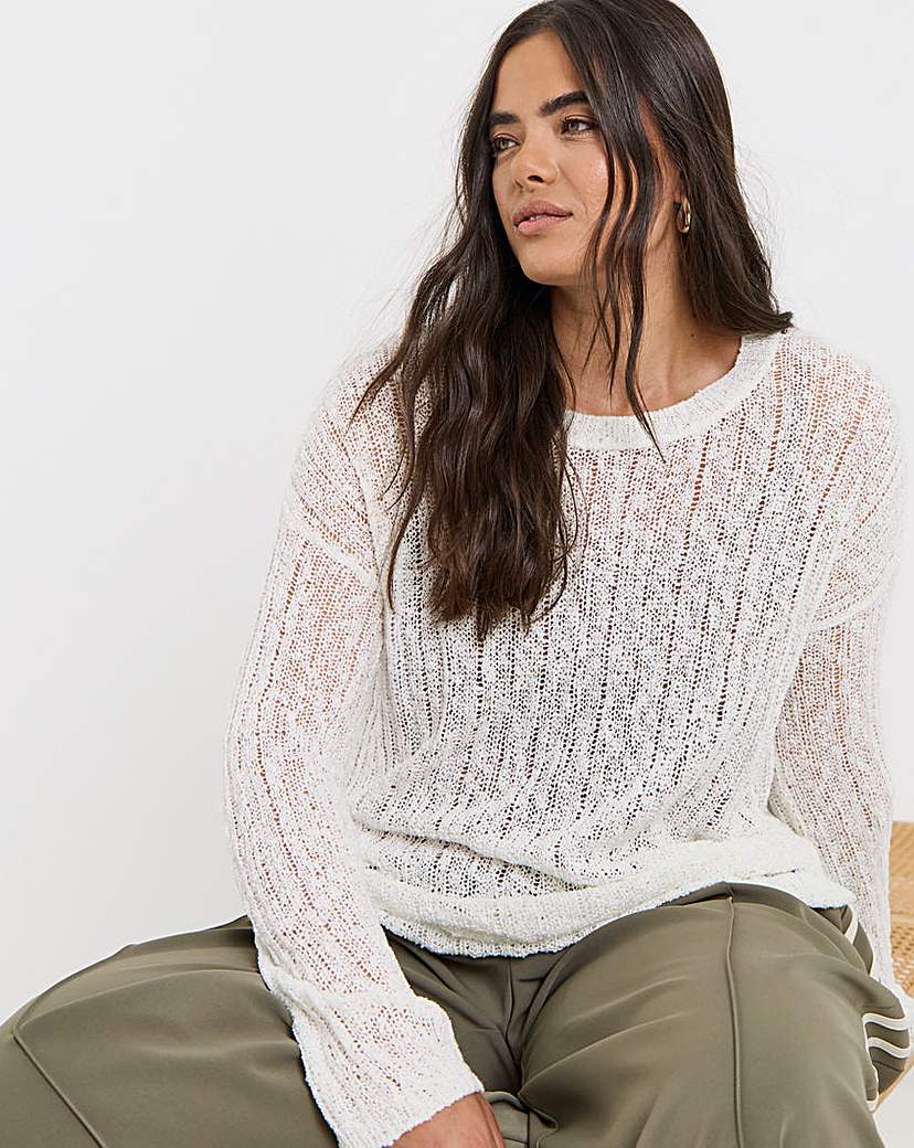 Hole Knit Crew Neck Jumper