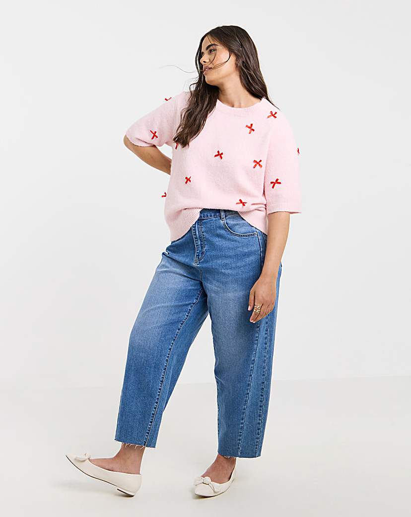 Embroidered Bow Knitted Jumper