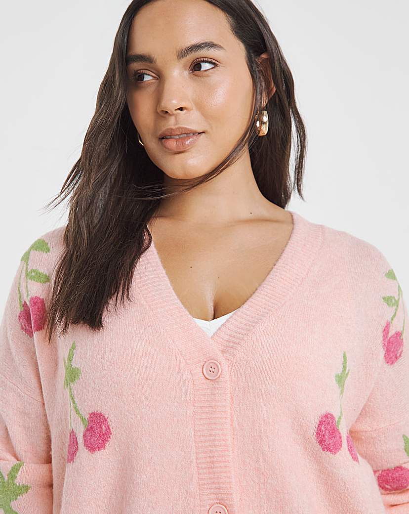 Cherry Print Boyfriend Cardigan