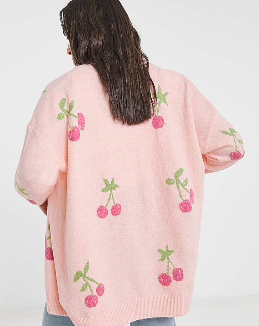 Cherry Print Boyfriend Cardigan