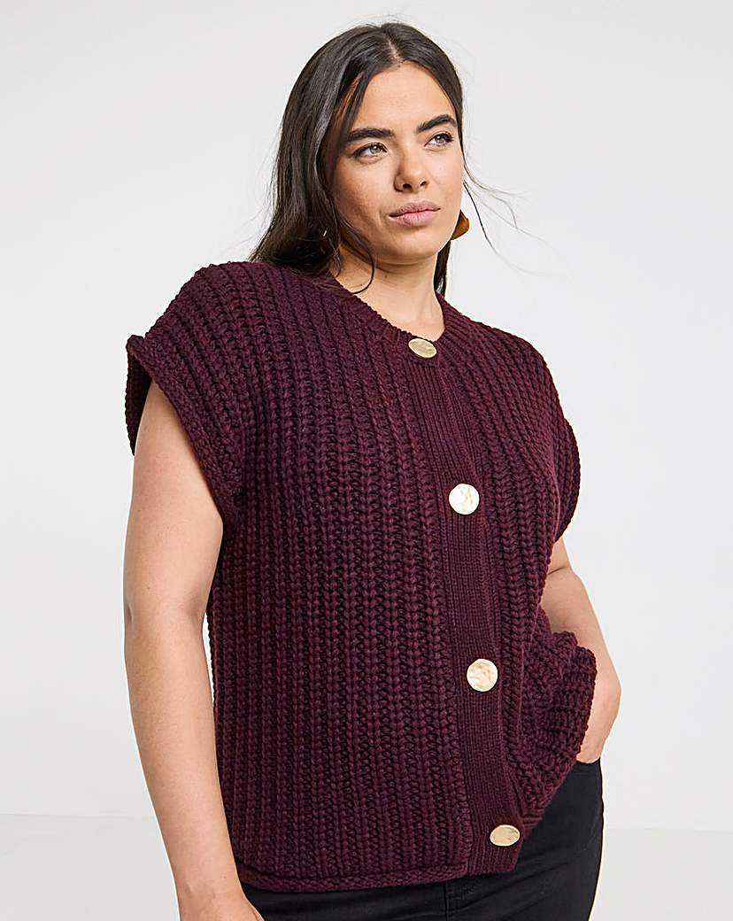 Chunky Knit Button Through Vest