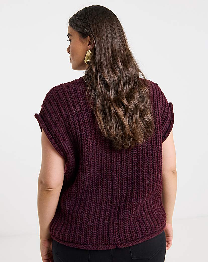 Chunky Knit Button Through Vest