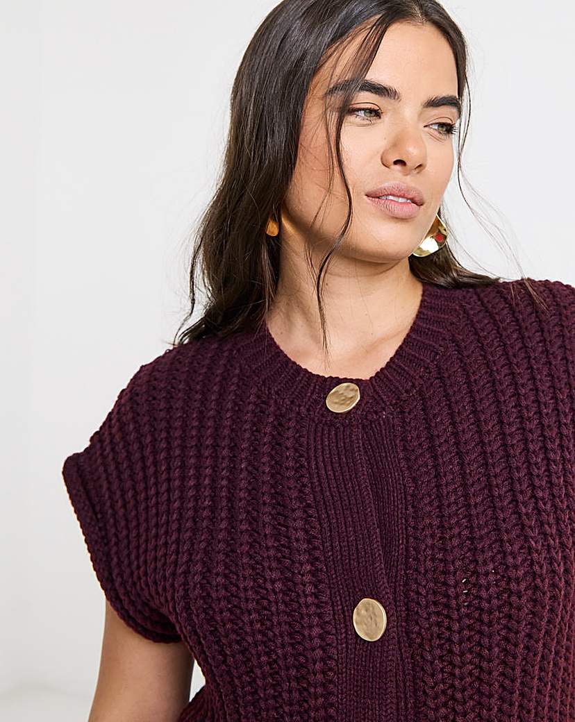 Chunky Knit Button Through Vest