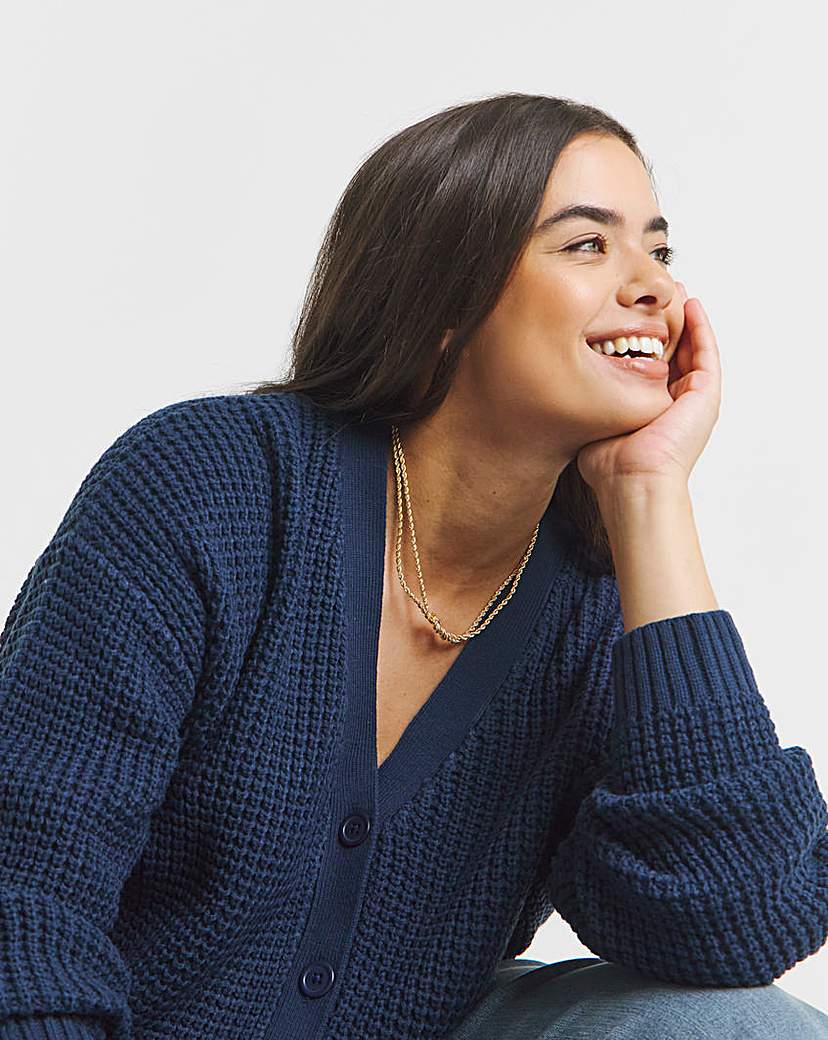 New In - Waffle Knit Boyfriend Cardigan
