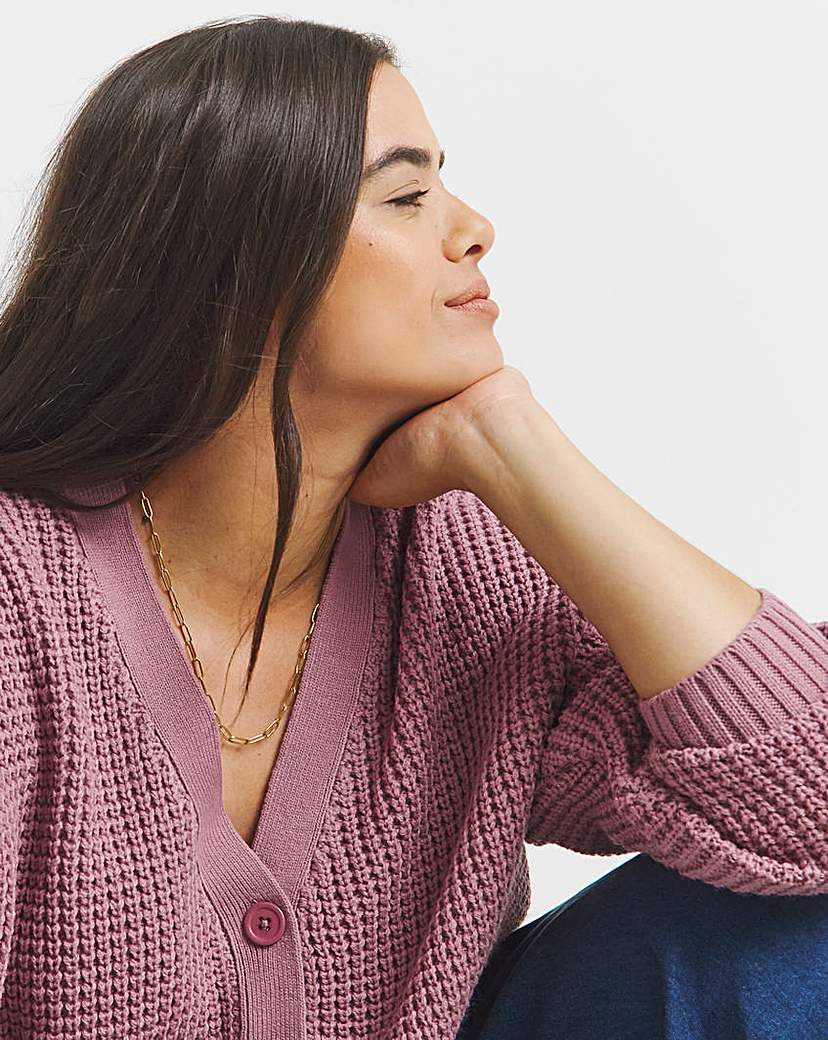New In - Waffle Knit Boyfriend Cardigan