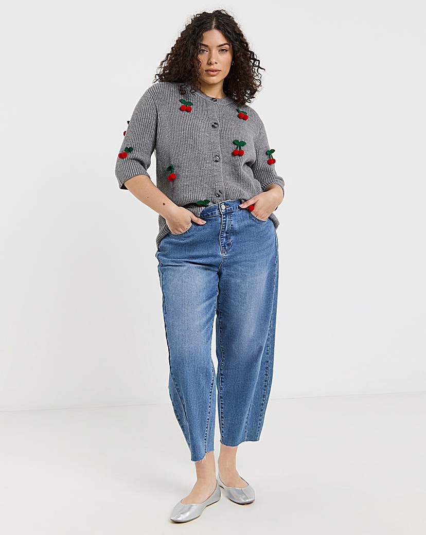 Short Sleeve Cherry Applique Cardigan